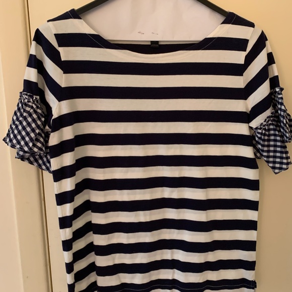 J Crew Striped and Ruffled Blouse - Picture 2 of 4